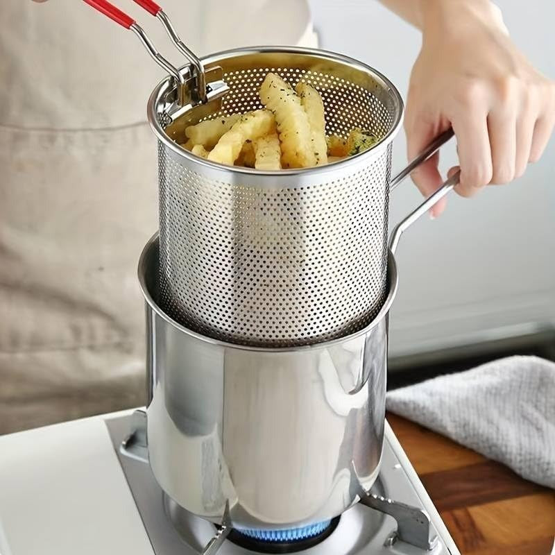Ramadan Offer Deep Fryer Pot with Strainer (1200ML) – Crispy Frying Made Easy | Kitchen Essential