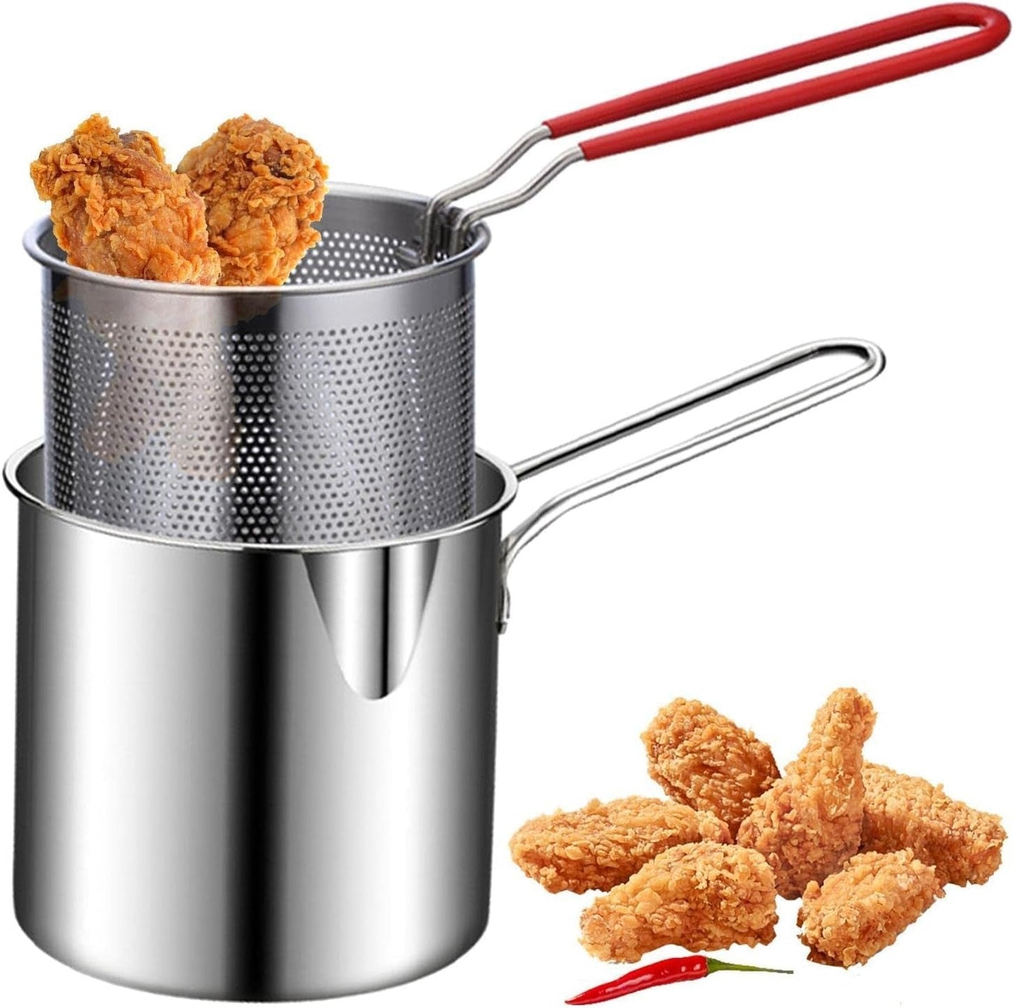Ramadan Offer Deep Fryer Pot with Strainer (1200ML) – Crispy Frying Made Easy | Kitchen Essential
