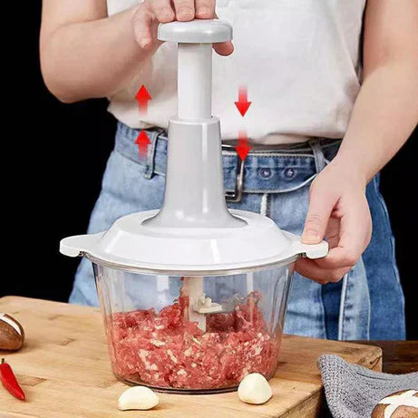 Multi-Function Hand Push Chopper with 4-Blades, Beater, Slicer Shredder &amp; Grater in Just Rs 1999 with FREE DELIVERY
