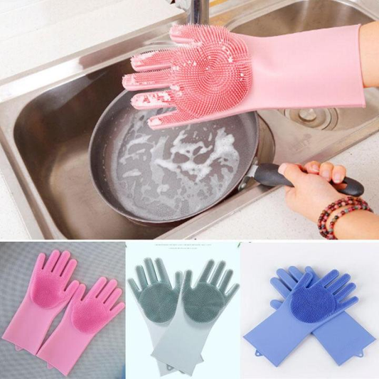 Silicone Dishwashing Scrubber Gloves | Multi-Purpose Cleaning Gloves for Kitchen & Bathroom