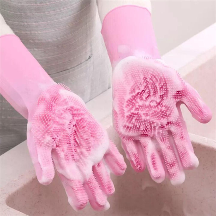 Silicone Dishwashing Scrubber Gloves | Multi-Purpose Cleaning Gloves for Kitchen & Bathroom