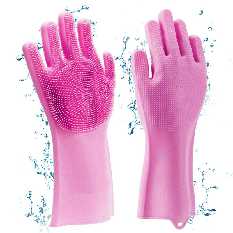 Silicone Dishwashing Scrubber Gloves | Multi-Purpose Cleaning Gloves for Kitchen & Bathroom